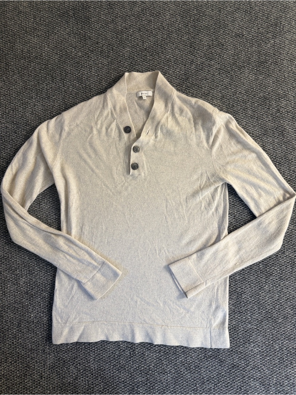 MEN’S REISS Half-Button Funnel Jumper | Stone Alpaca & Wool Blend